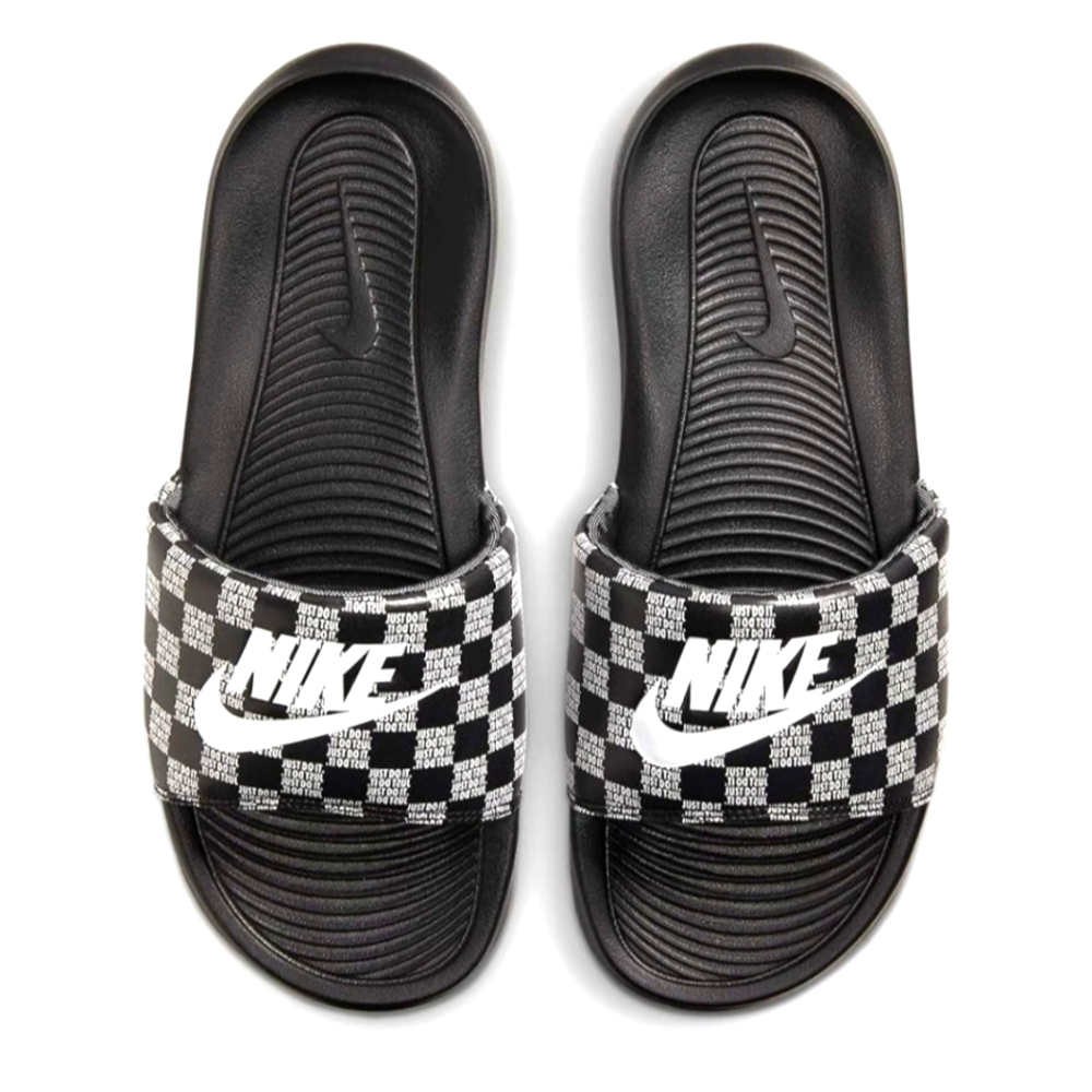 Nike Victori One Slide Checkered CN9678 004 Logo Black Slides Sandals Mens 14